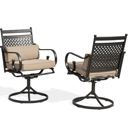 EROMMY Patio Swivel Chair Set of 6, Outdoor Dining Chairs with Cushions for Porch, Deck, and Garden, Khaki