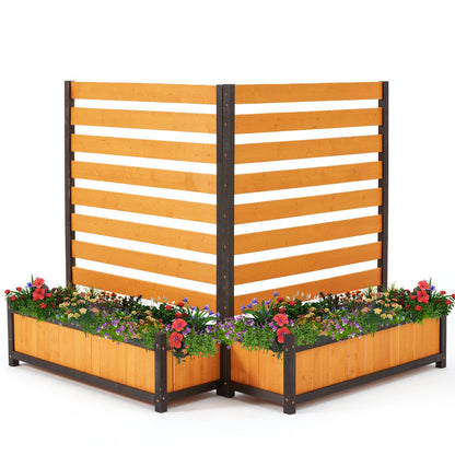 EROMMY No-Dig Privacy Fence Planter, Wood Outdoor Screen for AC Unit, Trash & Flower Bed, Weather-Resistant, (2PCS 36" W x 45" H Yellow)