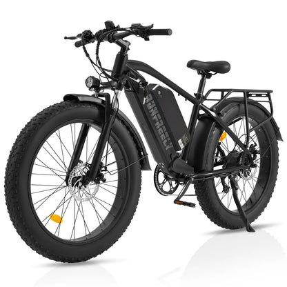 EROMMY Electric Bike for Adults,1500/3000W Peak Motor, 26" Fat Tire E-Bike with 48V 13AH Battery, 25-36 MPH Max 62 Miles Electric Motorcycle, Black