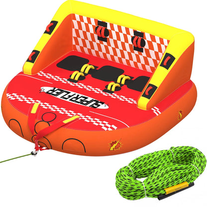 EROMMY 3-Person Towable Tubes for Boating, Front/Back Tow Points Sofa Couch Style Boat Tubes