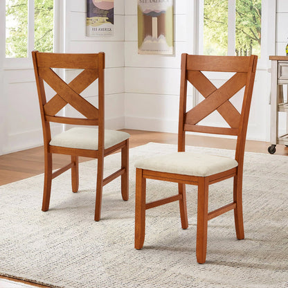 EROMMY Dining Chairs Set of 8, Modern Farmhouse Upholstered Dining Room Chair, Natural Oak