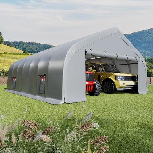 EROMMY 20x30 FT Heavy Duty Durable Carport With 3-Layer PE Waterproof Cover