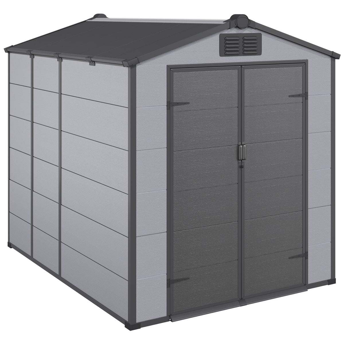 6x8 FT Outdoor Storage Shed, Weather-Resistant Shed with Lockable Double Doors & Built-In Floor, Sloped Roof Outdoor Shed for Backyard, Patio & Lawn, Black