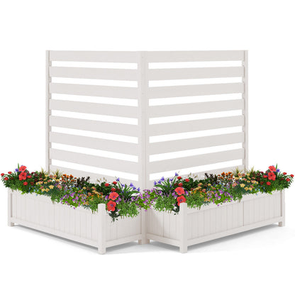 EROMMY 2-Pack No-Dig Privacy Fence Planter, Wood Outdoor Screen Air Conditioner Fence for AC Unit, Trash & Flower Bed, Weather-Resistant, 36" W x 45" H, White