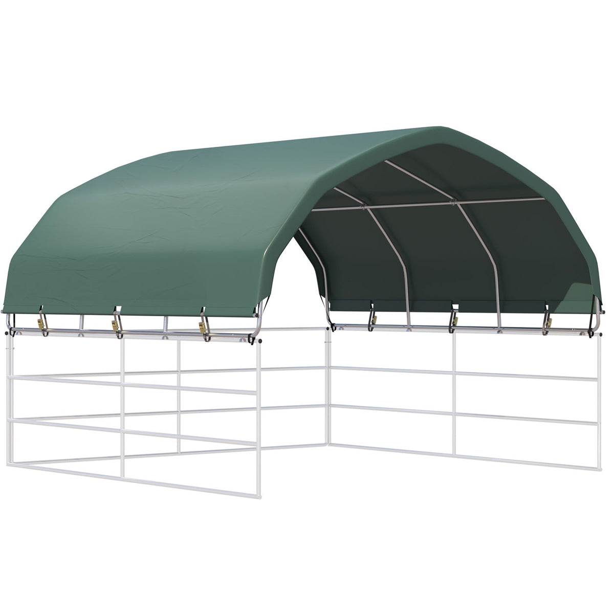 EROMMY 12'x12' Heavy Duty Round Style Canopy With Shade Shed Kit for Livestock
