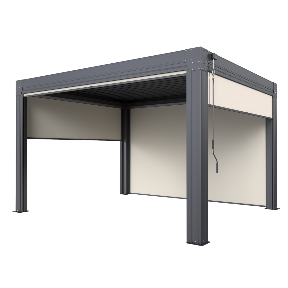 EROMMY 10' x 12' Louvered Pergola with Pull-Down Screens, Aluminum Outdoor Pergola with Retractable Roof for Patios, Decks & Backyards, Black