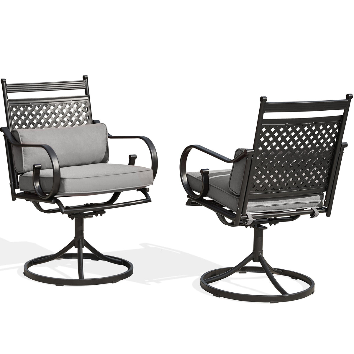 EROMMY Patio Swivel Chair Set of 6, Outdoor Dining Chairs with Cushions for Porch, Deck, and Garden, Gray