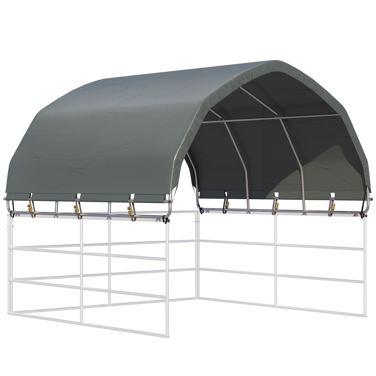 EROMMY 10'x10' Heavy Duty Round Style Canopy With Shade Shed Kit for Livestock, Gray