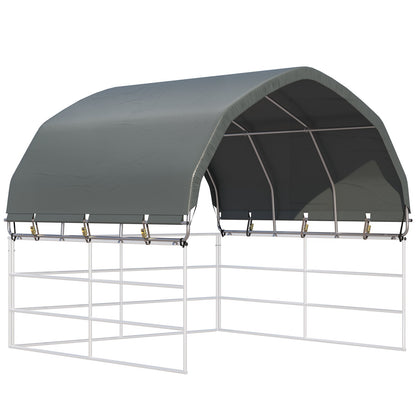 EROMMY 10'x10' Heavy Duty Round Style Canopy With Shade Shed Kit for Livestock, Gray