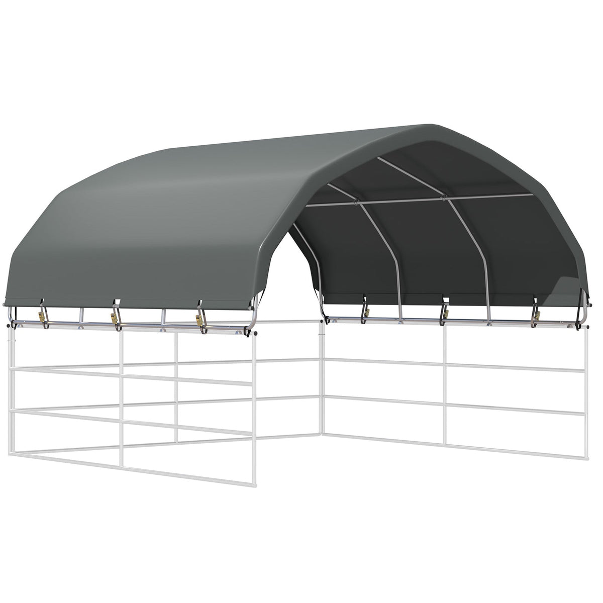 EROMMY 12'x12' Heavy Duty Round Style Canopy With Shade Shed Kit for Livestock, Gray