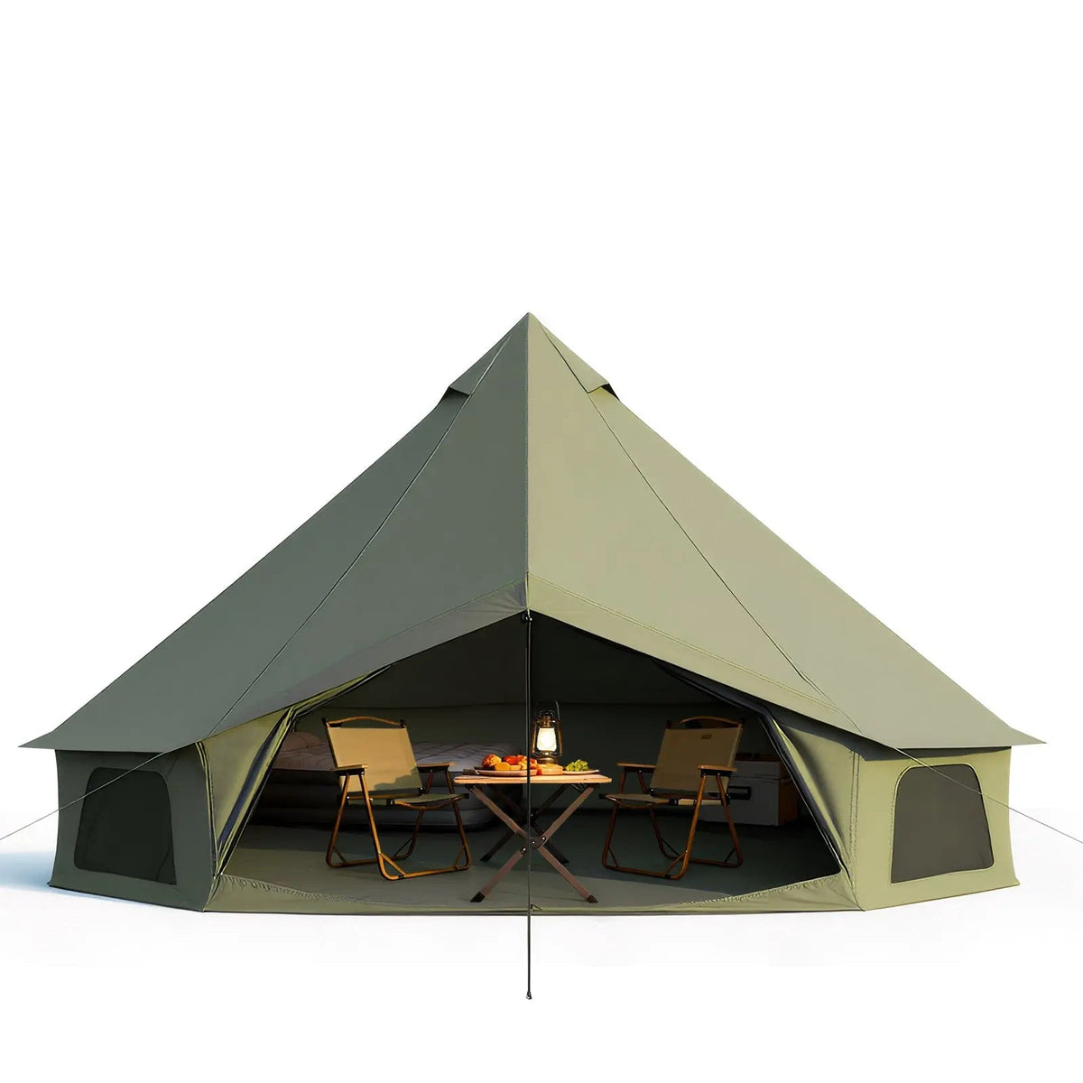 EROMMY Bell Tent for Family Camping, 9.8 FT Yurt Tent with Stove Jack, 4 Season Oxford Tents for Outdoor Party, Hot Tent Shelter Fits 3-4 People
