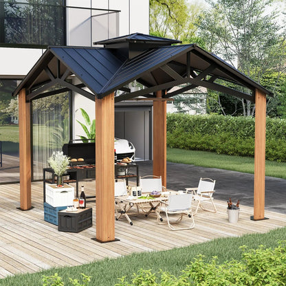 EROMMY 12X12 Hardtop Grill Gazebo with Ventilated Galvanized Steel Roof