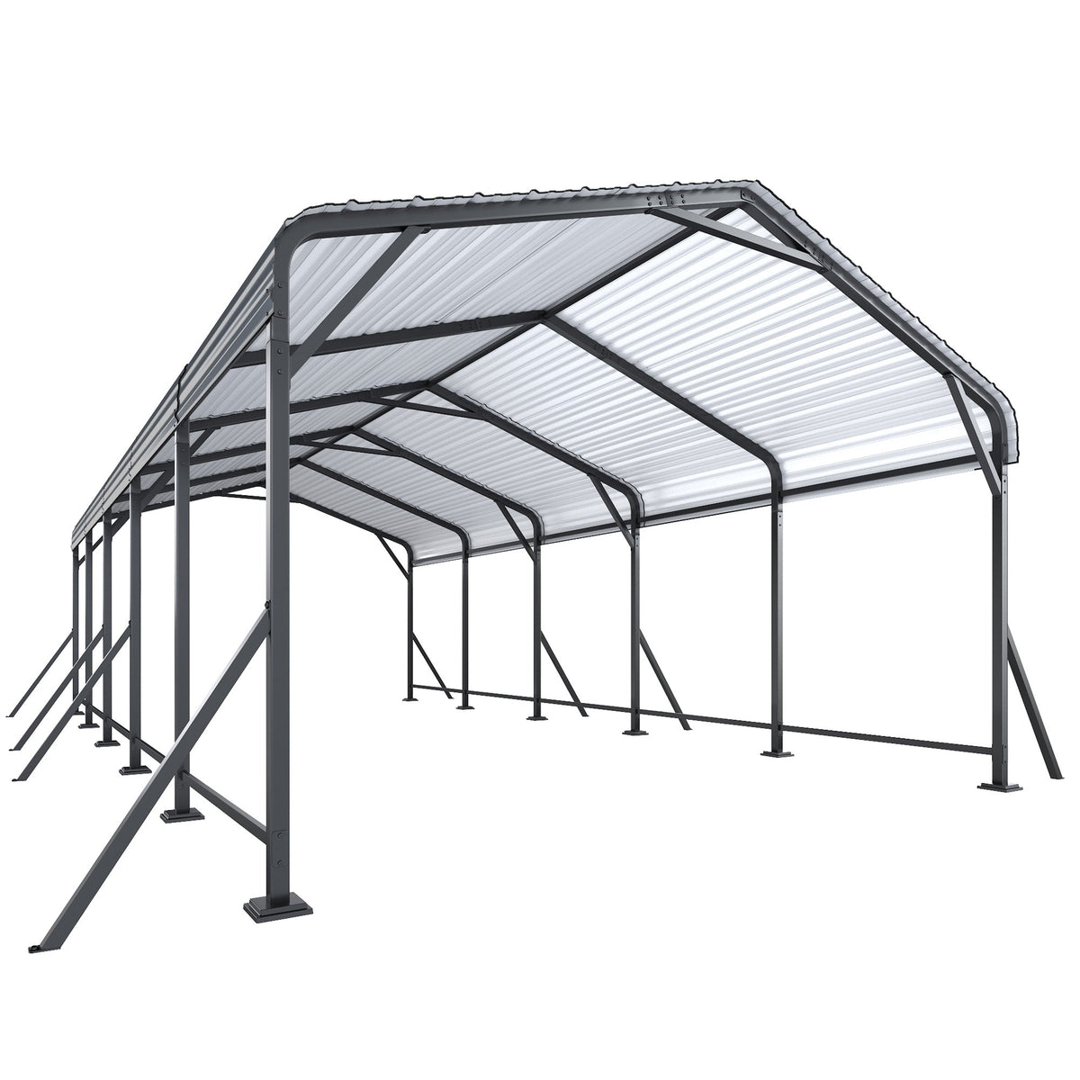 EROMMY 13' x 26' Outdoor Steel Carport with Galvanized Steel Frame and Roof