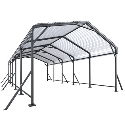 EROMMY 13' x 26' Outdoor Steel Carport with Galvanized Steel Frame and Roof