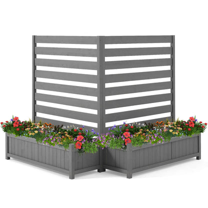 EROMMY 2-Pack No-Dig Privacy Fence Planter 36" W x 45" H, Wood Outdoor Screen for AC Unit, Trash & Flower Bed, Weather-Resistant, Grey
