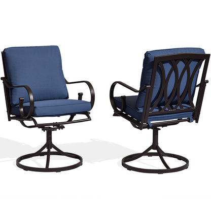 Erommy  Patio Swivel Chair Set of 4, Outdoor Dining Chairs with Cushions, Blue