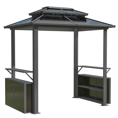EROMMY 8x6 Polycarbonate Grill Shelter with Two Side Bars