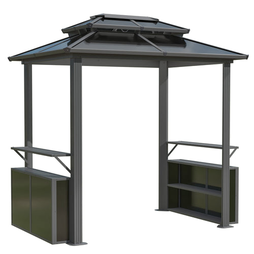 EROMMY 8x6 Polycarbonate Grill Shelter with Two Side Bars