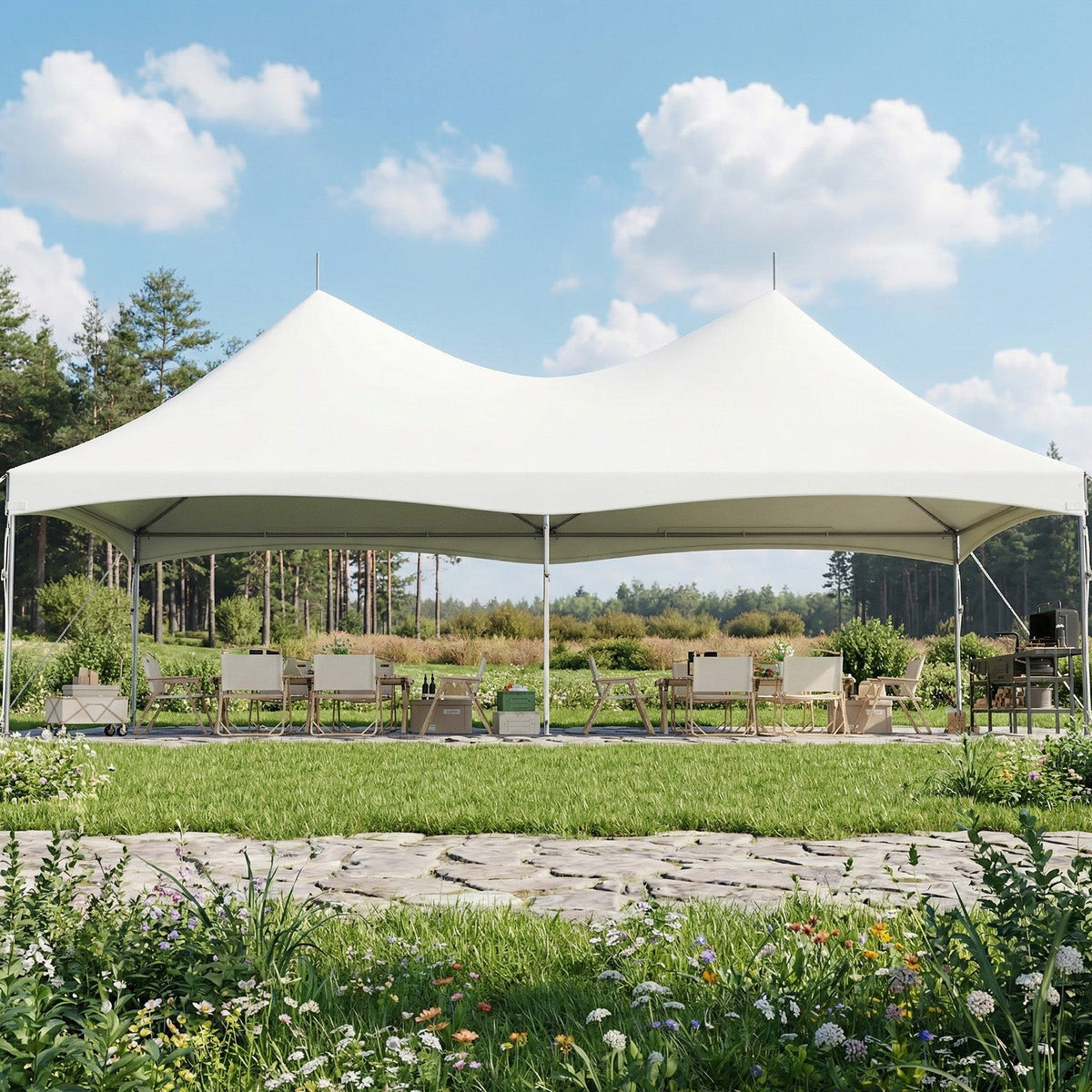 EROMMY 20x40FT Heavy Duty High Peak Party Tent, Outdoor Canopy with PVC Top, Event & Wedding Shelter for 130 People, Commercial Gazebo Carport, White