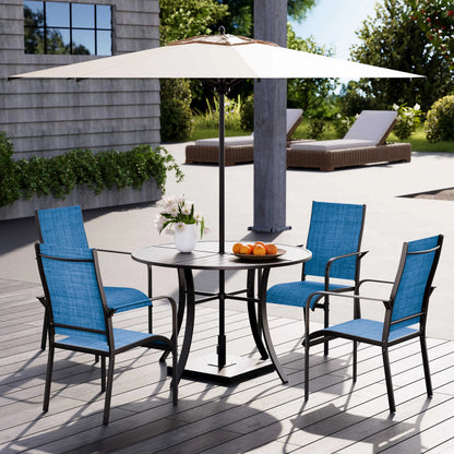 EROMMY 6 Pack Outdoor Dining Chairs, Stackable Patio Chairs with Breathable Textilene & Durable Metal Frame, Blue