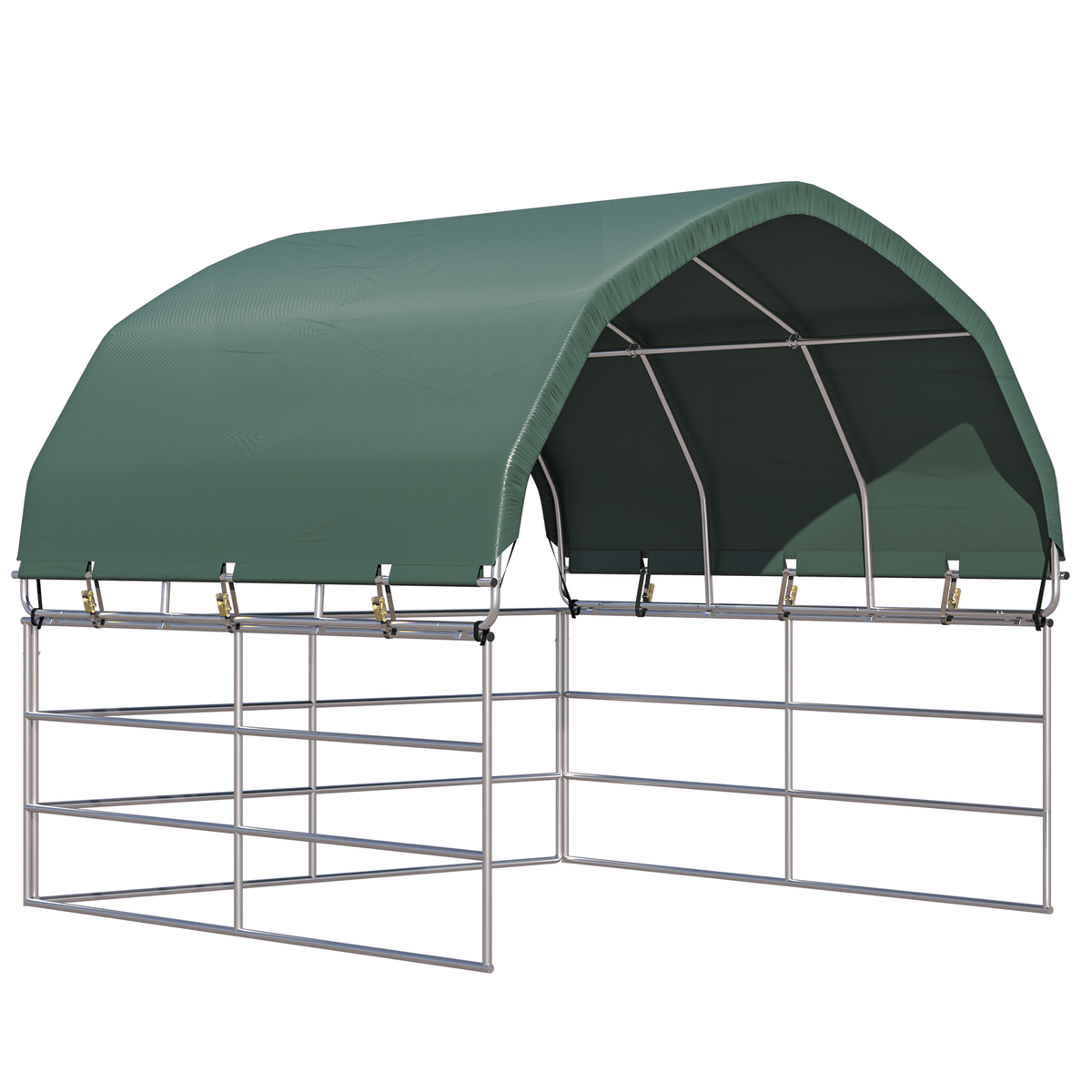 EROMMY 10'x10' Heavy Duty Round Style Canopy With Shade Shed Kit for Livestock