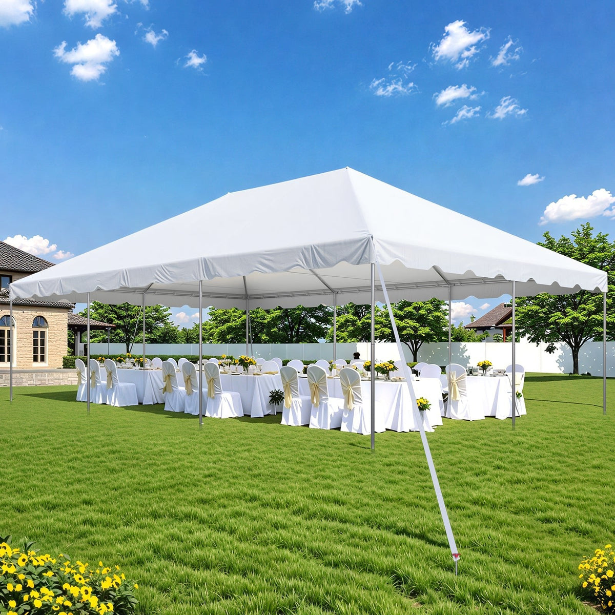 EROMMY 20x30 FT Outdoor Party Tent with expandable sidewall (sold separately), Heavy Duty Weekend Canopy with Carry Bags, 480GSM PVC Large Tent for Commercial Events, Parties, Weddings, White