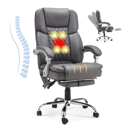 EROMMY Executive Office Chair, Ergonomic Big and Tall Massage & Heated Desk Chair (2 Pack, Gray)