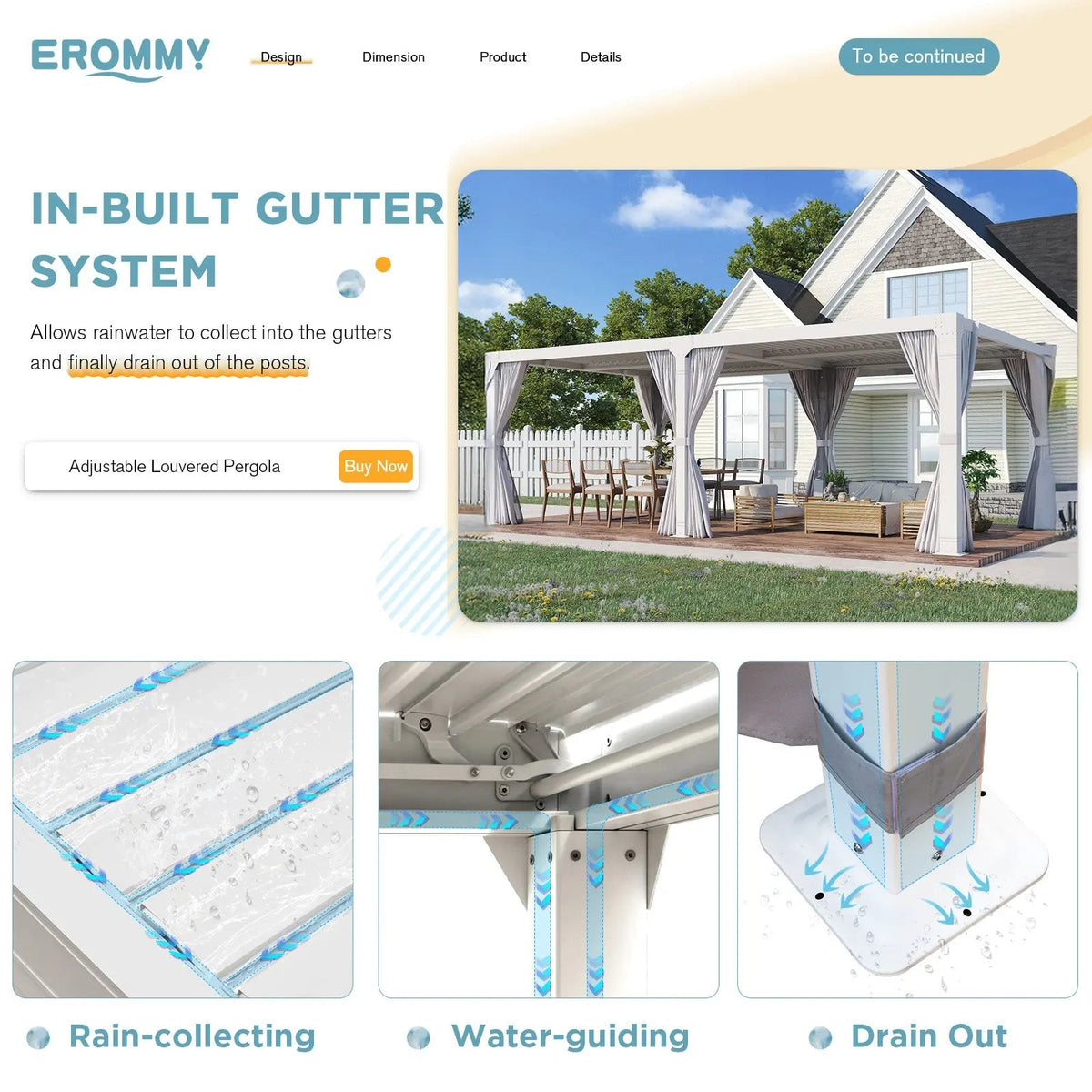 EROMMY 12x24 Pergola with Adjustable Louvered Roof, White