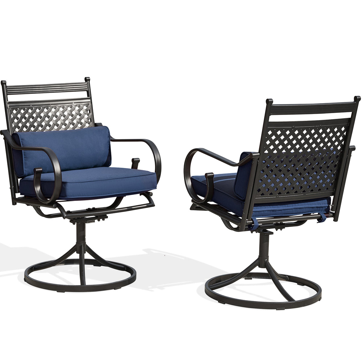 EROMMY Patio Swivel Chair Set of 6, Outdoor Dining Chairs with Cushions for Porch, Deck, and Garden, Blue