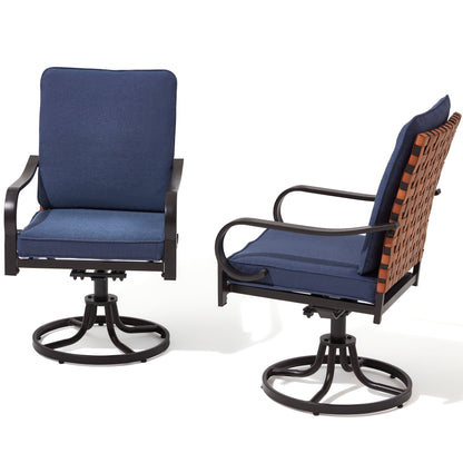 EROMMY Swivel Patio Chairs Set of 4 with Thickened Cushions, Blue