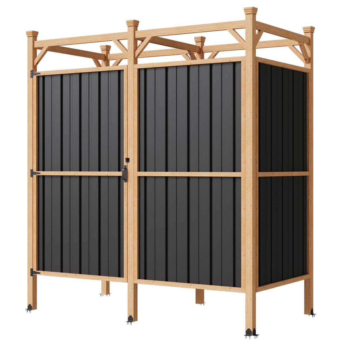 EROMMY Outdoor Shower Enclosure with Lockable Door, Weatherproof Outdoor Shower Stall with Metal Panels, Hooks & Shelves - Perfect for Pool Wash Station, Backyard & Beach Rinse Area Large Version
