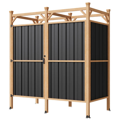 EROMMY Outdoor Shower Enclosure with Lockable Door, Weatherproof Outdoor Shower Stall with Metal Panels, Hooks & Shelves - Perfect for Pool Wash Station, Backyard & Beach Rinse Area Large Version