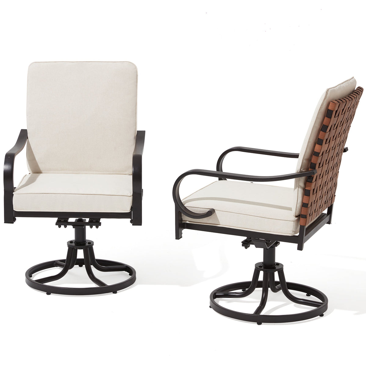 EROMMY Swivel Patio Chairs Set of 4 with Thickened Cushions, Beige