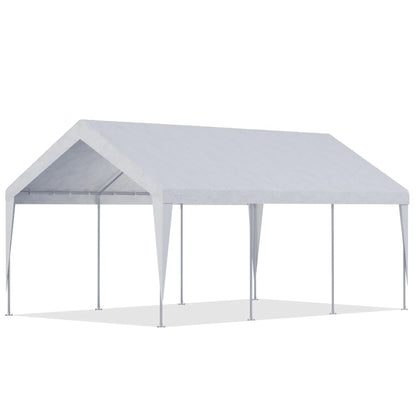 EROMMY Carports 12x20 heavy duty, Rainproof & UV Protected Garage Top Tarp Shelter Cover, Outdoor Portable Garage for Car, Boat Tent, White