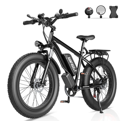 EROMMY Electric Bike for Adults,1500W Peak Motor, 26" Fat Tire E-Bike with 48V 13AH Battery, 25MPH Max 62 Miles Electric Motorcycle, 7-Speed Electric Mountain Bicycle