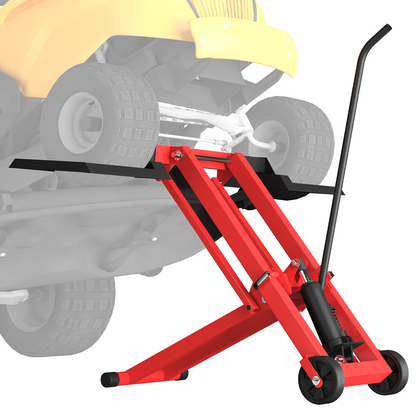 EROMMY 500LB Hydraulic Mower Lift for 40-47.6" Axle, 24" Lawn Tractor Jack with 3-Height Adjustment, Red