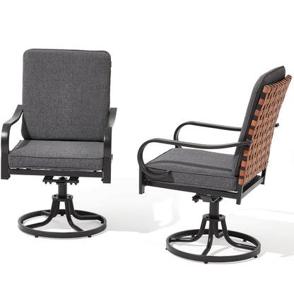 EROMMY Swivel Patio Chairs Set of 4 with Thickened Cushions, Gray