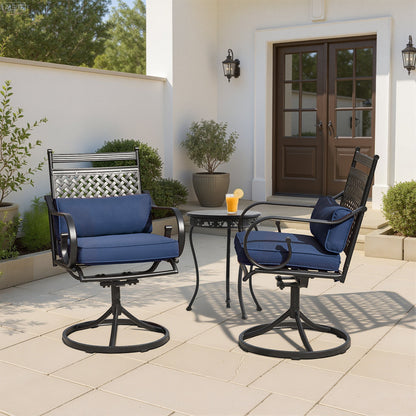 EROMMY Patio Swivel Chair Set of 4, Outdoor Dining Chairs with Cushions for Porch, Deck, and Garden, Blue