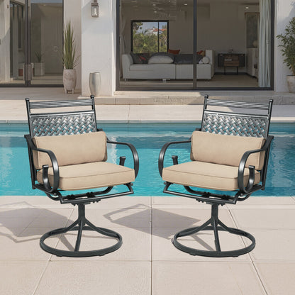EROMMY Patio Swivel Chair Set of 6, Outdoor Dining Chairs with Cushions for Porch, Deck, and Garden, Khaki