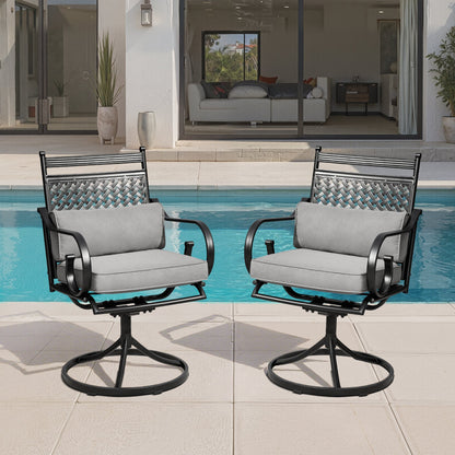 EROMMY Patio Swivel Chair Set of 6, Outdoor Dining Chairs with Cushions for Porch, Deck, and Garden, Gray