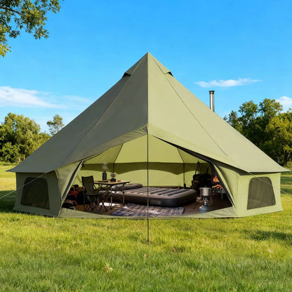 EROMMY Bell Tent for Family Camping, 16.4 FT Yurt Tent with Stove Jack, 4 Season Oxford Tents for Outdoor Party, Hot Tent Shelter Fits 3-4 People