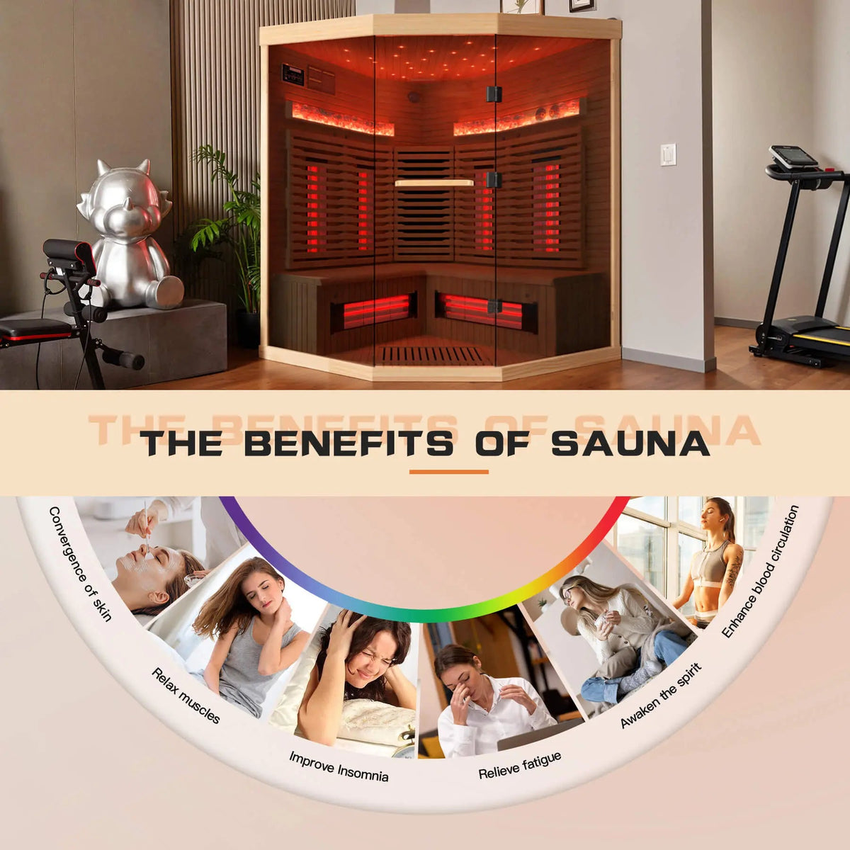 EROMMY Infrared Sauna 4 Person with Full Spectrum Heaters for Home or Gym