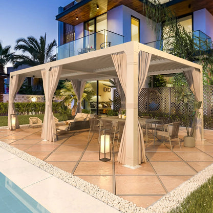 EROMMY 12x24 Pergola with Adjustable Louvered Roof, White