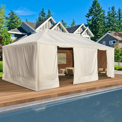 EROMMY Gazebo Cover for 12'x20' Gazebos, Beige(Gazebo not Included)