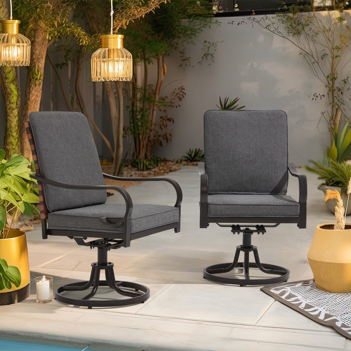 EROMMY Swivel Patio Chairs Set of 4 with Thickened Cushions, Gray