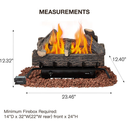EROMMY 24 Inch Ventless Fireplace Logs Set, Only Used for Natural Gas, Brown