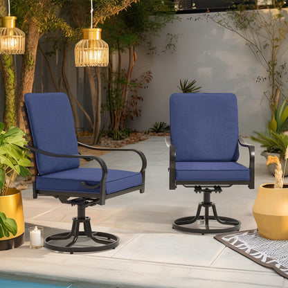 EROMMY Swivel Patio Chairs Set of 4 with Thickened Cushions, Blue