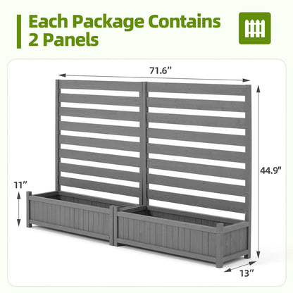 EROMMY 2-Pack No-Dig Privacy Fence Planter 36" W x 45" H, Wood Outdoor Screen for AC Unit, Trash & Flower Bed, Weather-Resistant, Grey