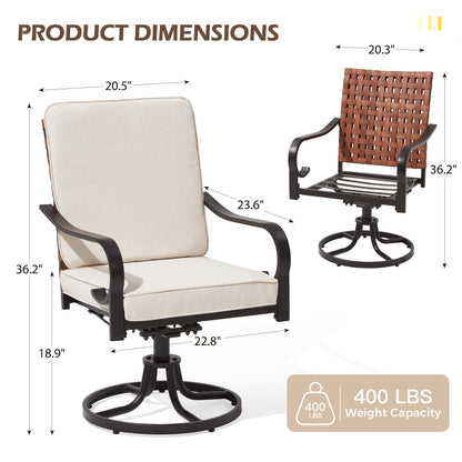 EROMMY Swivel Patio Chairs Set of 4 with Thickened Cushions, Beige