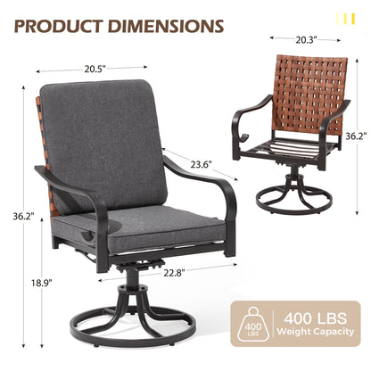 EROMMY Swivel Patio Chairs Set of 4 with Thickened Cushions, Gray